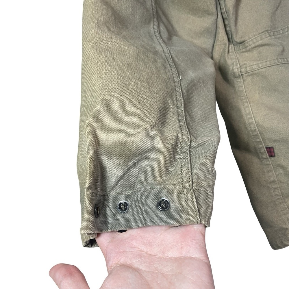 Woolrich Canvas Jacket Mens M Wool Flannel Lined Chore Coat Green Vtg USA - Picture 11 of 15
